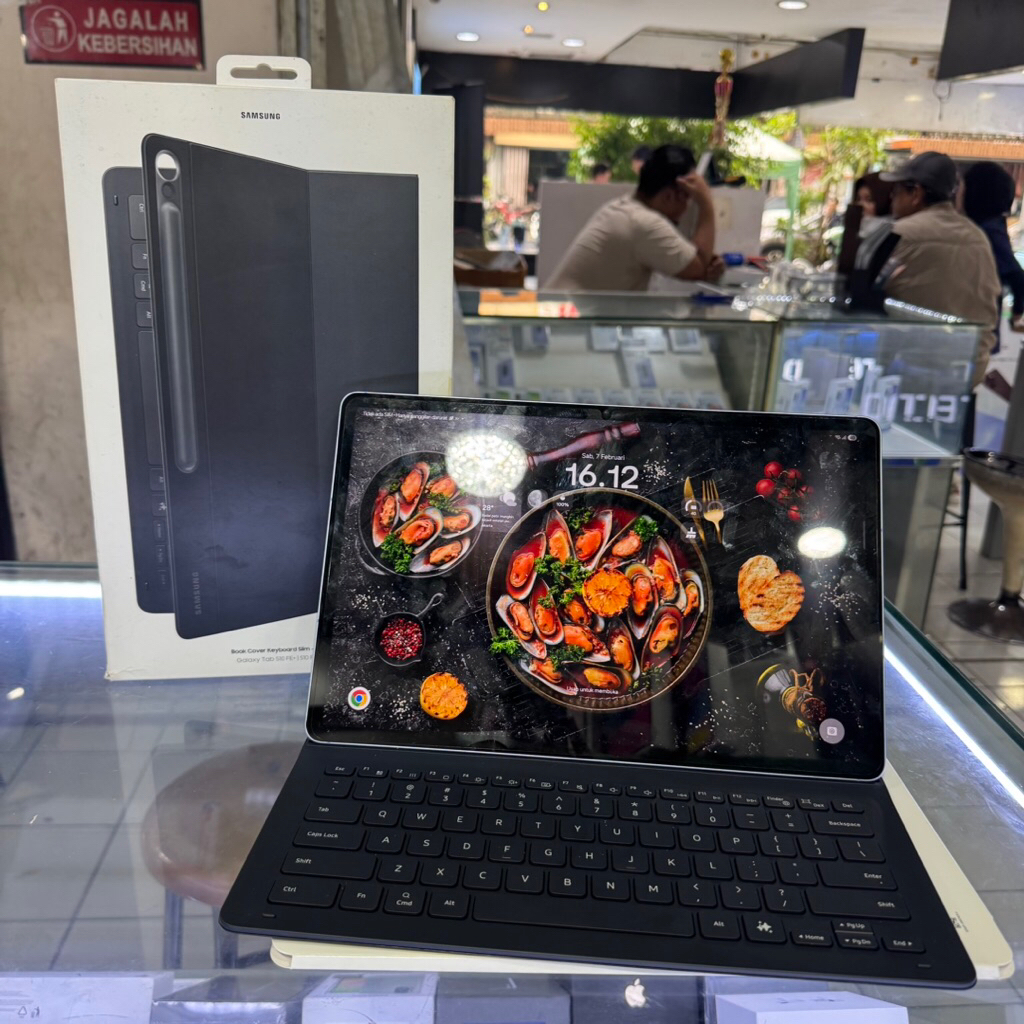 Book cover keyboard original samsung tab s10 fe plus s10 plus second bekas pakai