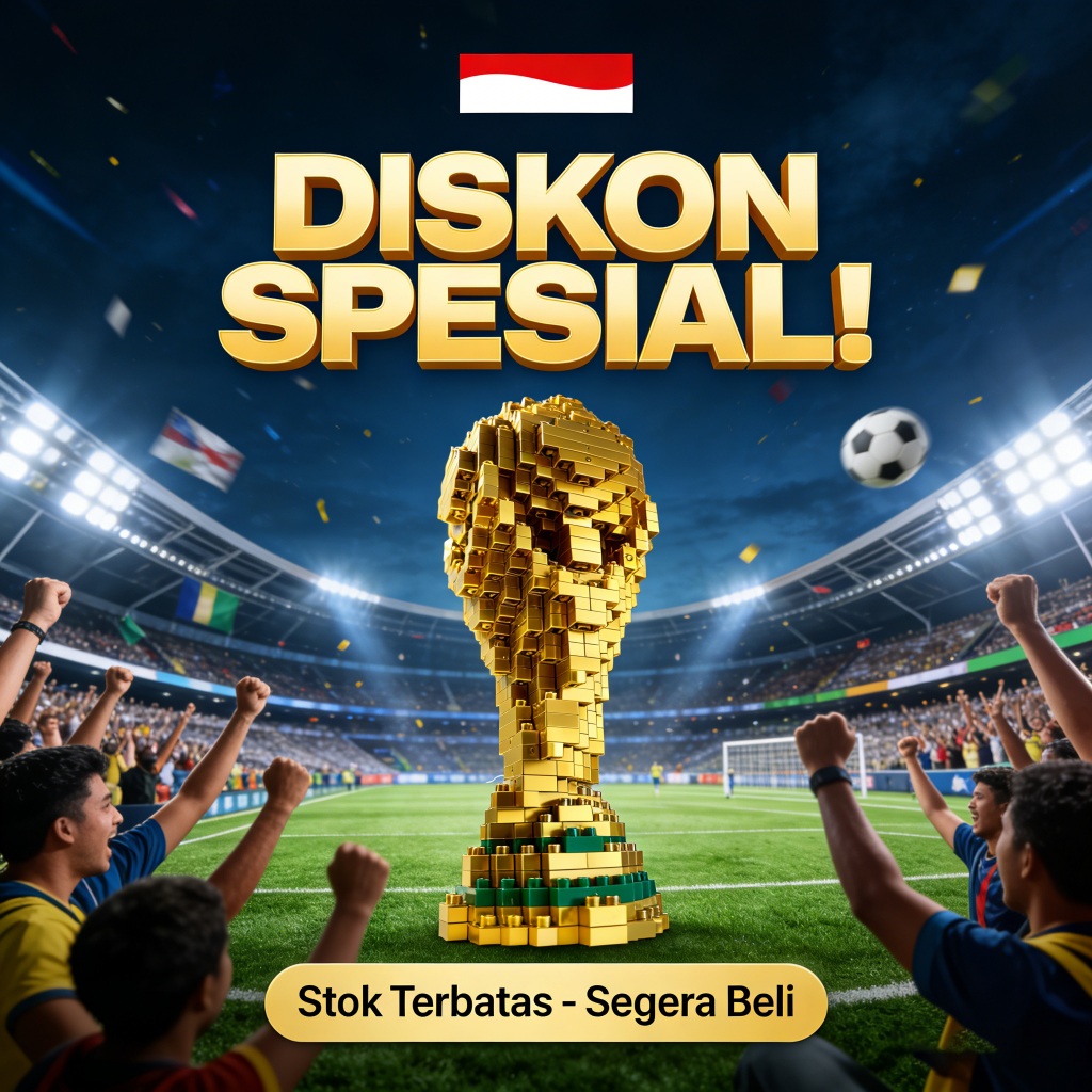 Model Bangun Trofi Piala Dunia Sepak Bola | Mainan Micro Bricks, Suvenir Olahraga & Hiasan Meja Unik