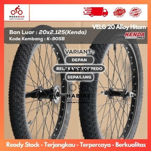 Roda Sepeda 20 x 2.125 TORPEDO Ban BMX KENDA Siap Pakai Wheelset Velg Sepeda 20 BMX | High Quality