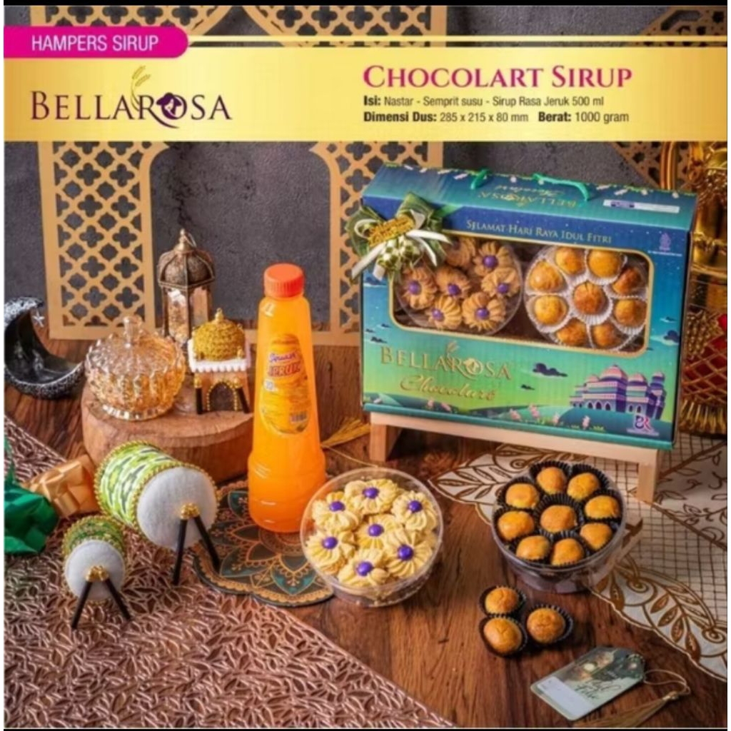 Bellarosa Chocolart Sirup Paket Kue Hampers Lebaran Parcel - 2 kuker 1 sirup