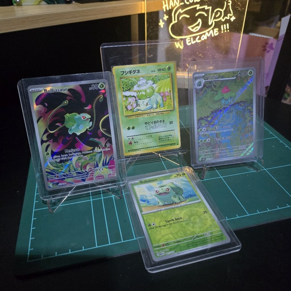 Bulbasaur Classic, Bulbasaur AR Evolusi Mega, Ivysaur AR 151, Bulbasaur Reverse Holo - Pokemon TCG J