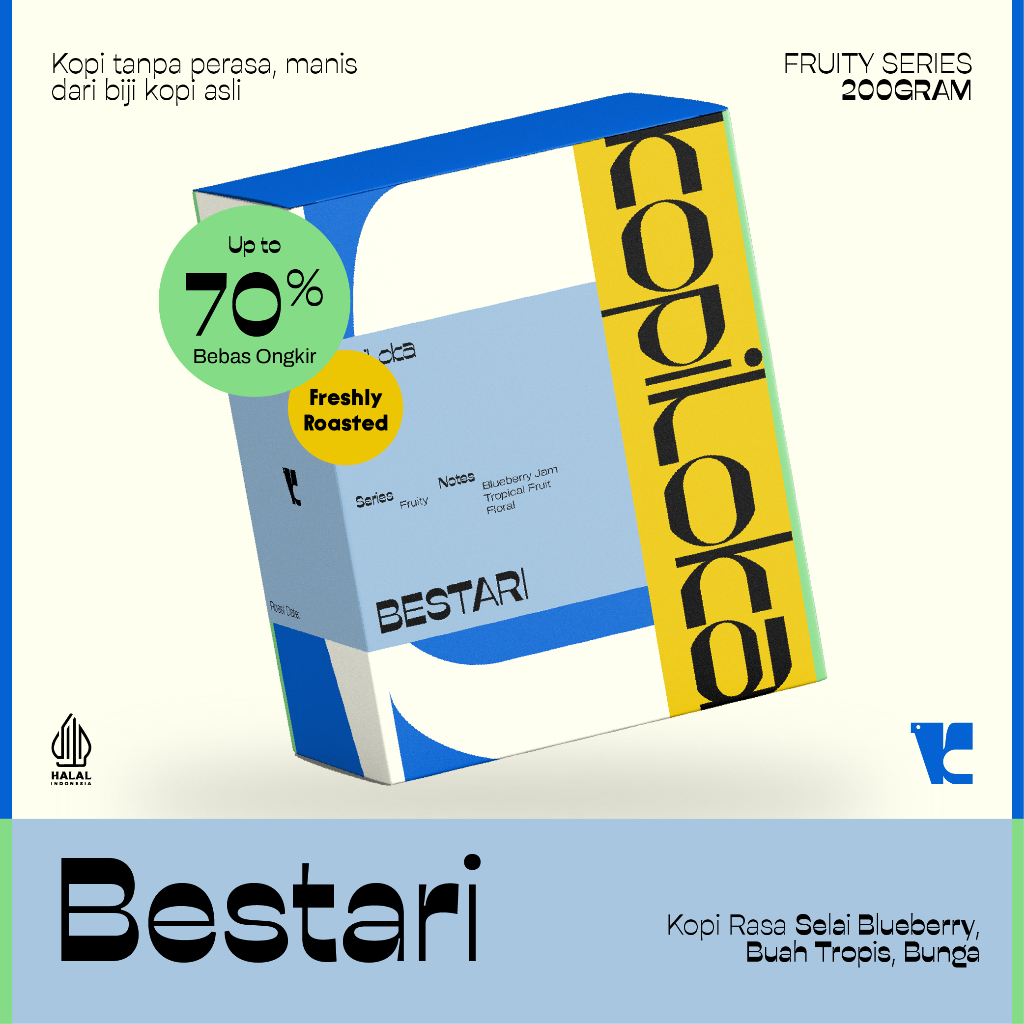 Biji Kopi Arabika Rasa Blueberry Fruity Segar | KOPI LOKA Bestari Natural 200gr