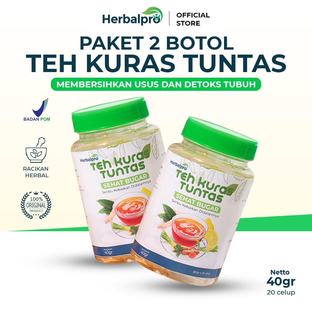 Teh Kuras Tuntas 2 Botol dengan Bahan Bahan Alami Seperti Lemon dan Sereh