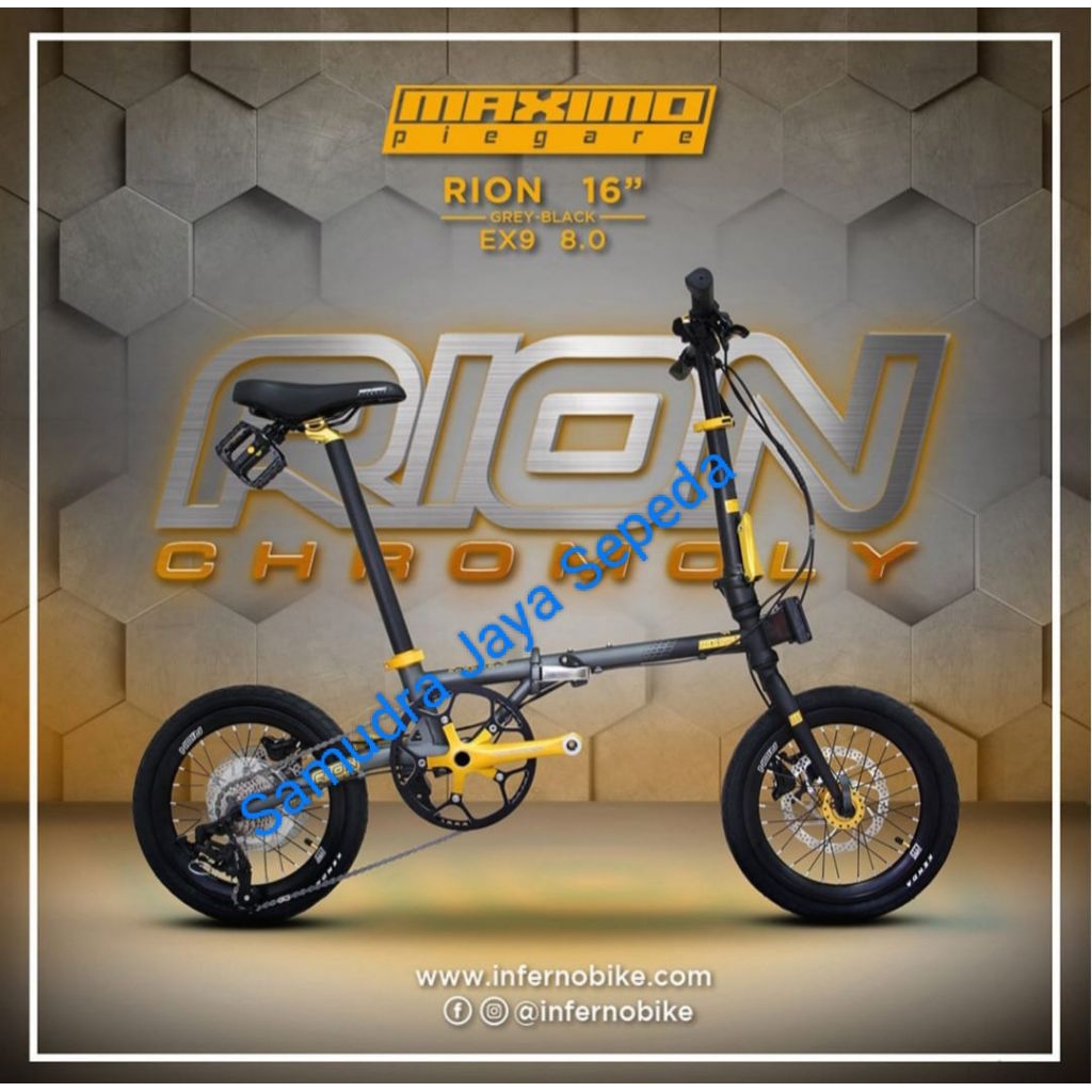 Sepeda Lipat Rion 16 Inch MAXIMO 9 Speed Hydrolik Frame Chromoly