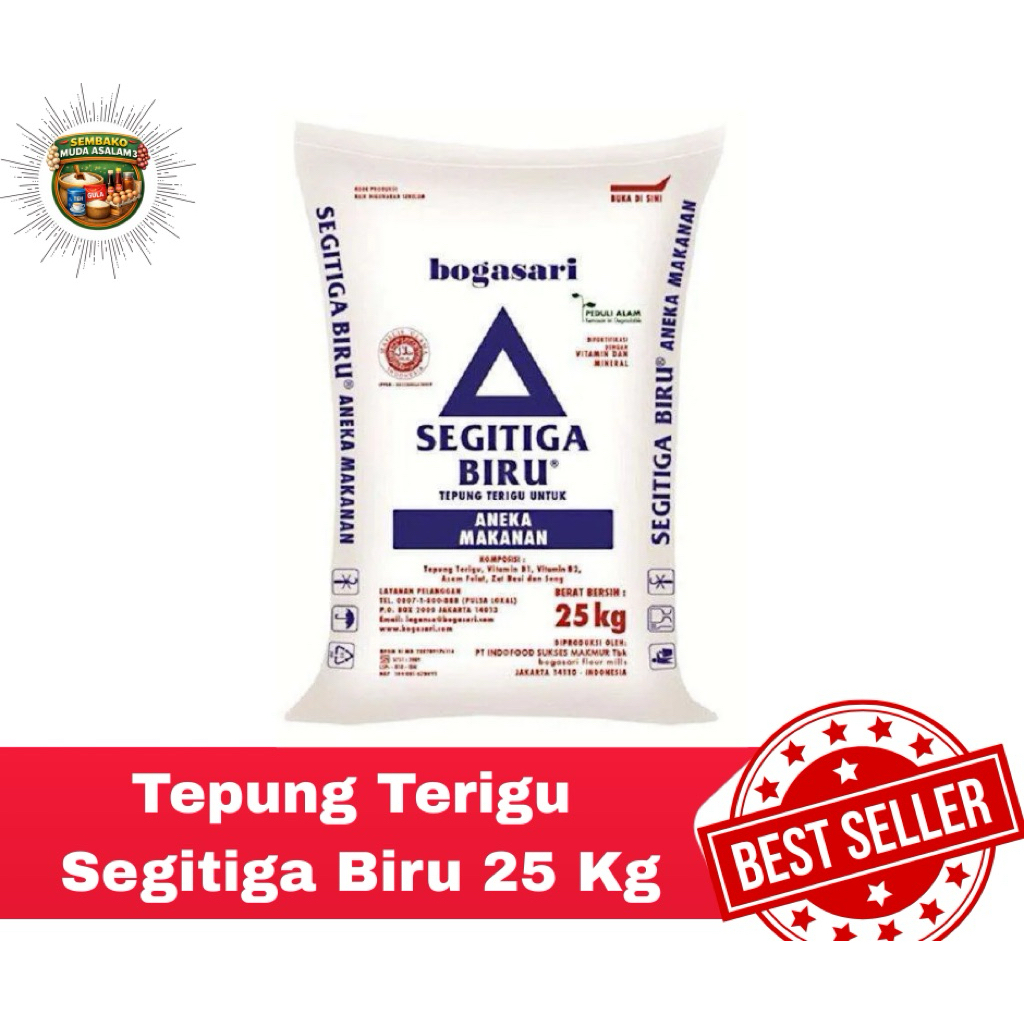 Tepung Terigu Segitiga Biru 25 Kg / Tepung Terigu Bogasari Segitiga Biru 25 Kg