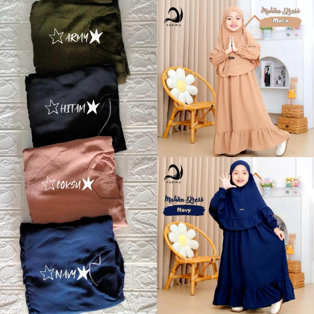Gamis Anak Set Hijab Malika Crincle