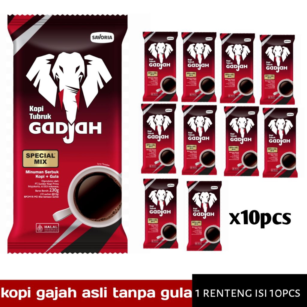 kopi tubruk gajah asli tanpa gula 1 renteng
