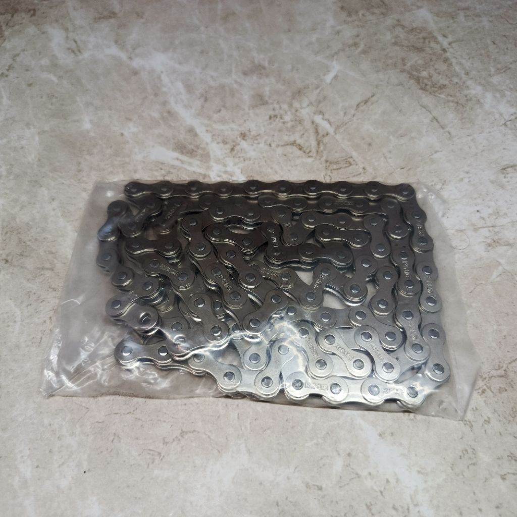 Rantai KMC single speed bmx fixie silver chrome premium 114 link tanpa sambungan