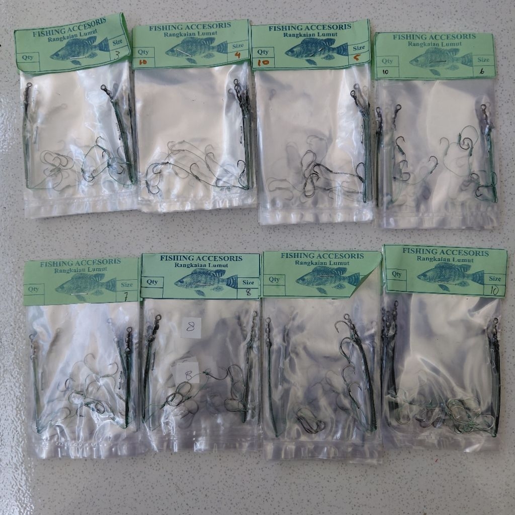 Rangkaian Pancing Nila/Lumut/Belanak Cabang 4 Tanpa Minimal Pengambilan Ukuran Kail 1054 No 3-10 Coc