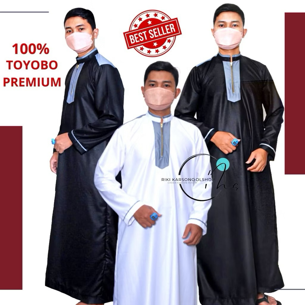 JUBAH Gamis Pria kombinasi warna bahan toyobo