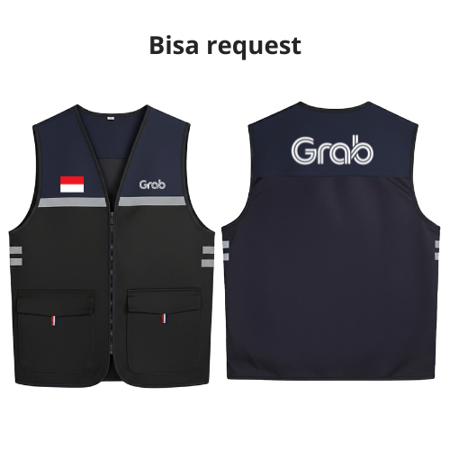 Terbaru,Rompi Ojol Grab Putih - Rompi Motor Pria,Keren Nyaman Di Pakai,Ready Stock