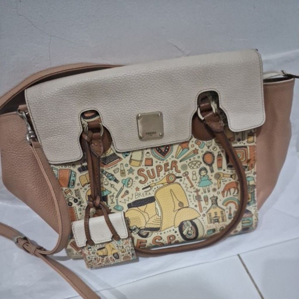 tas Brera Art Fever muat laptop shoulder bag dan sling bag kulas kulit asli sapi