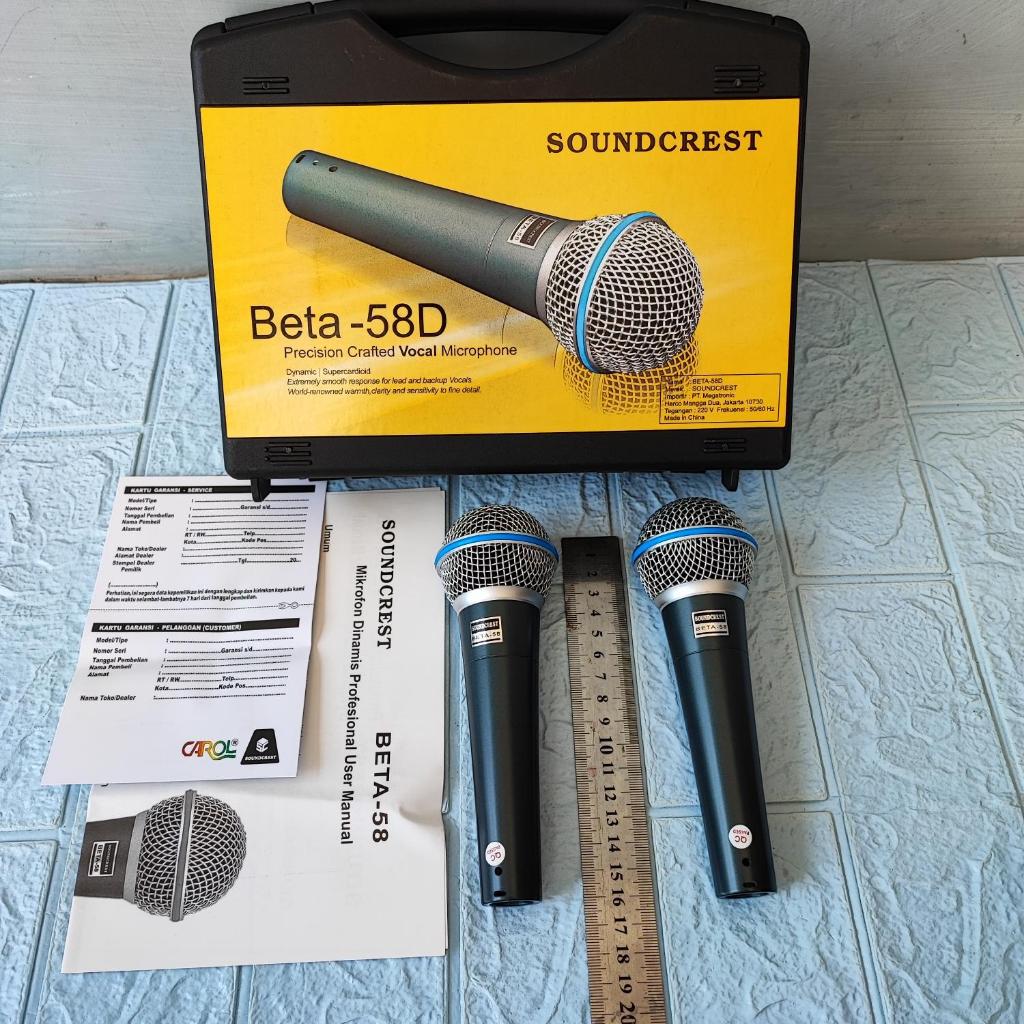 Mic Dynamic Soundcrest Beta58 Beta 58 Koper isi 2 Mic Tanpa Saklar Original Mik Vokal Kabel BETA-58 