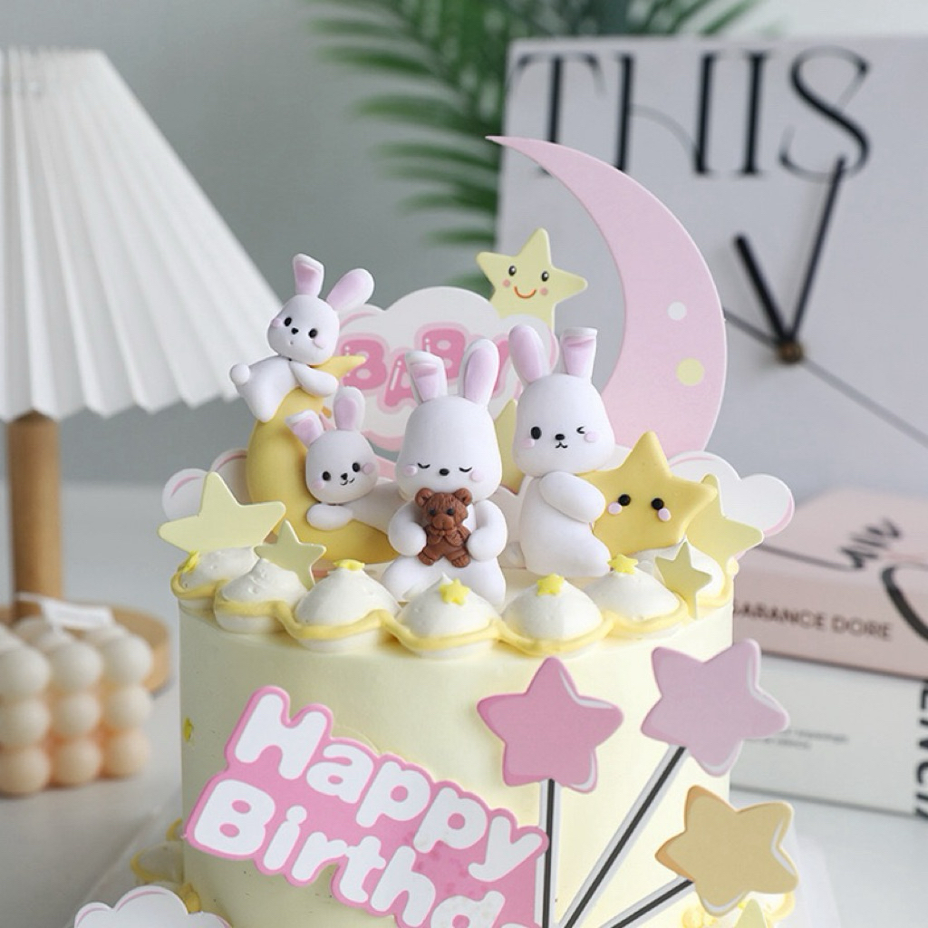 TOPPER KUE KELINCI BUNNY/  HIASAN KUE/ PAJANGAN KELINCI / TOPPER KELINCI TOPPER BUNNY RABBIT/ RESIN 