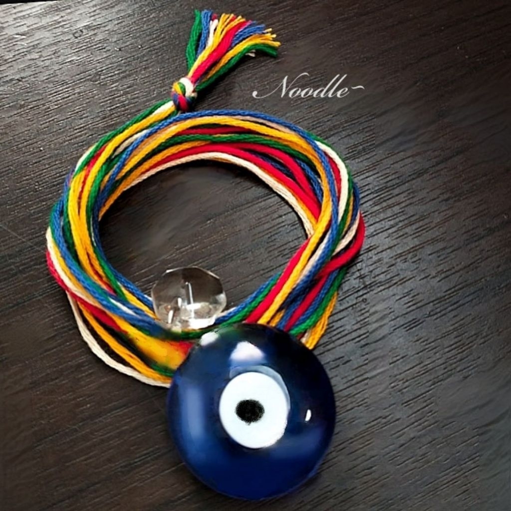 Kalung Turkish Evil Eye Glass Crystal Necklace Benang 5 Lima Warna Turki Preloved