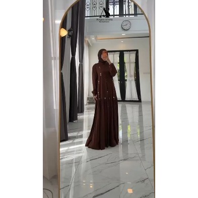 anjani store gamis maghogny payet bahan twill uniqlo