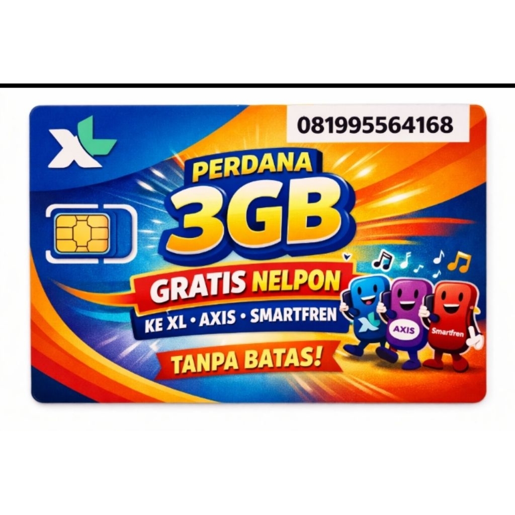 KARTU PERDANA XL 3GB | GRATIS NELPON XL AXIS & SMARTFREN (NOMOR HOKKI)