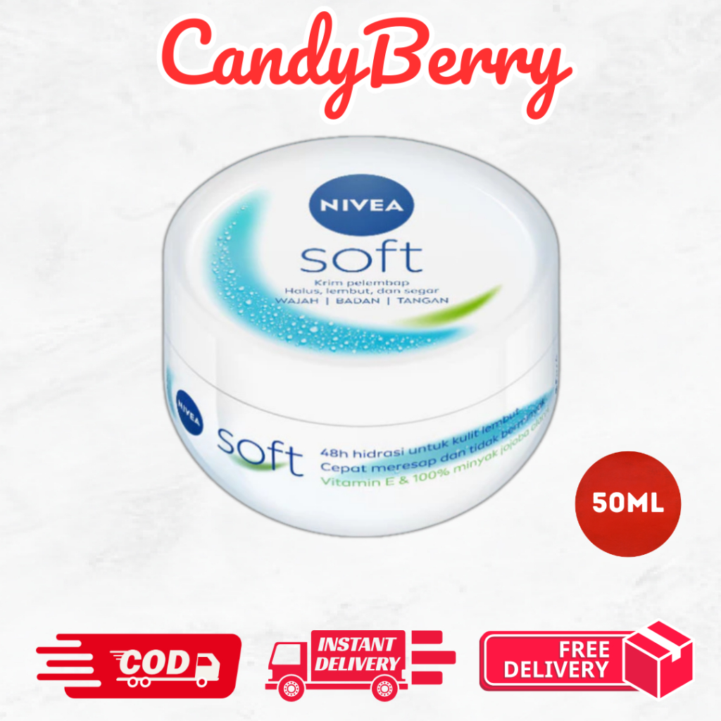 NIVEA SOFT Cream Moisturizer Soft Creme Jar 50ml Hand body krim cream multifungsI
