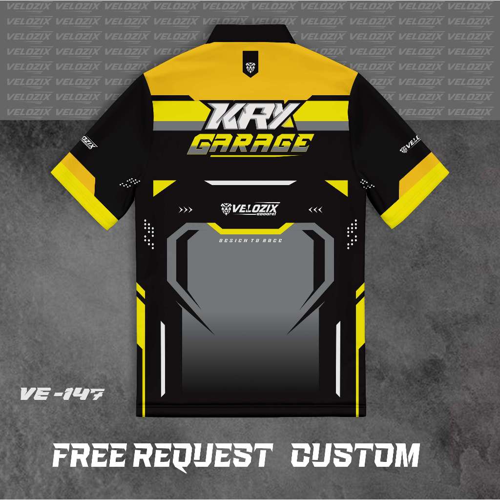 JERSEY  KRX GARAGE VELOZIX FULL PRINT – CUSTOM NAMA TULISAN, POLLO  KERAH, KAOS SATUAN VE-147