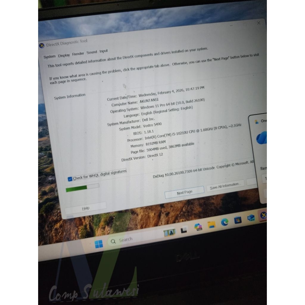 laptop dell 5490 core i5 10th nvidia mx250 ram 8 ssd 256 mulus normal