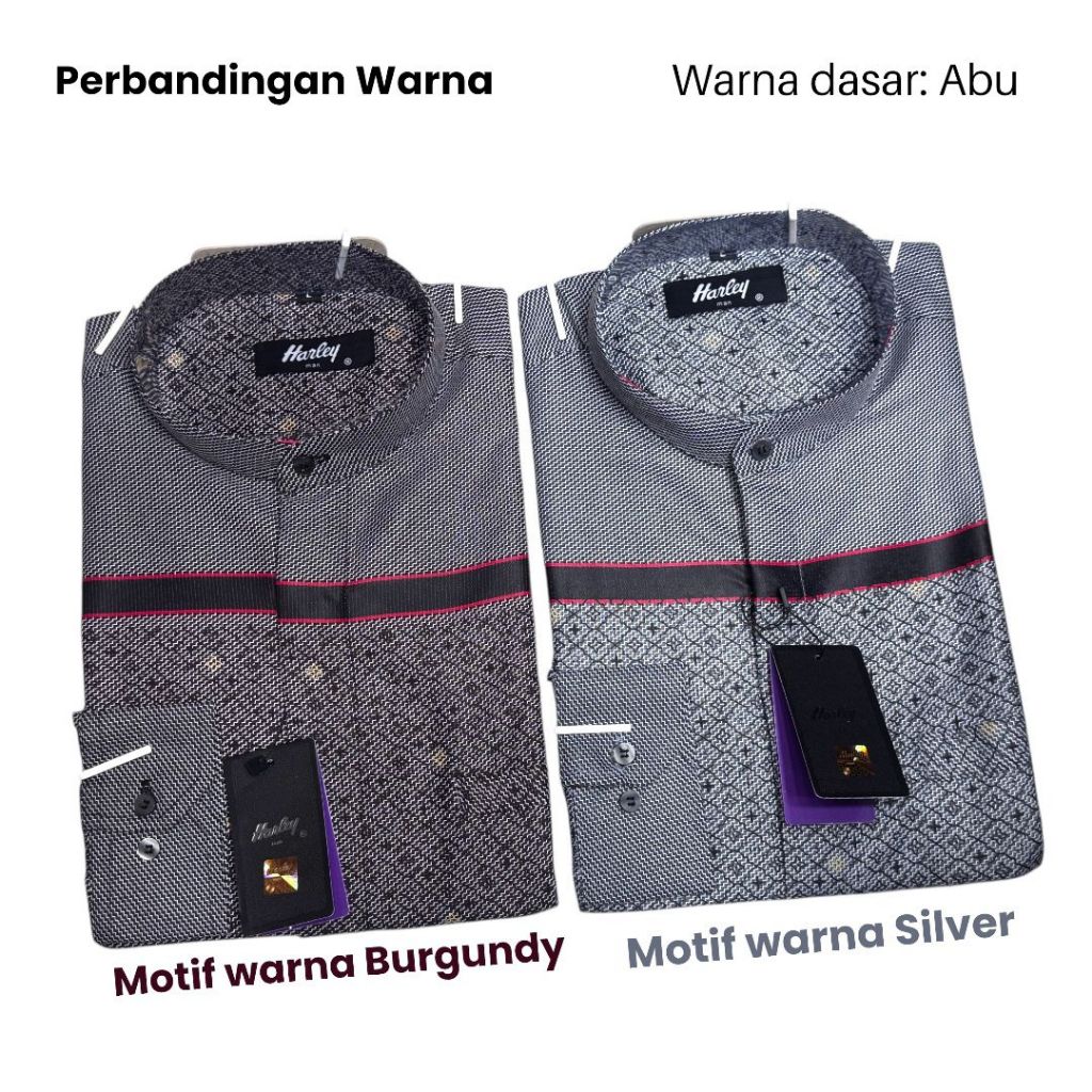 kemeja Koko kemko Harley lengan panjang warna abu original terbaru baju muslim terbaru
