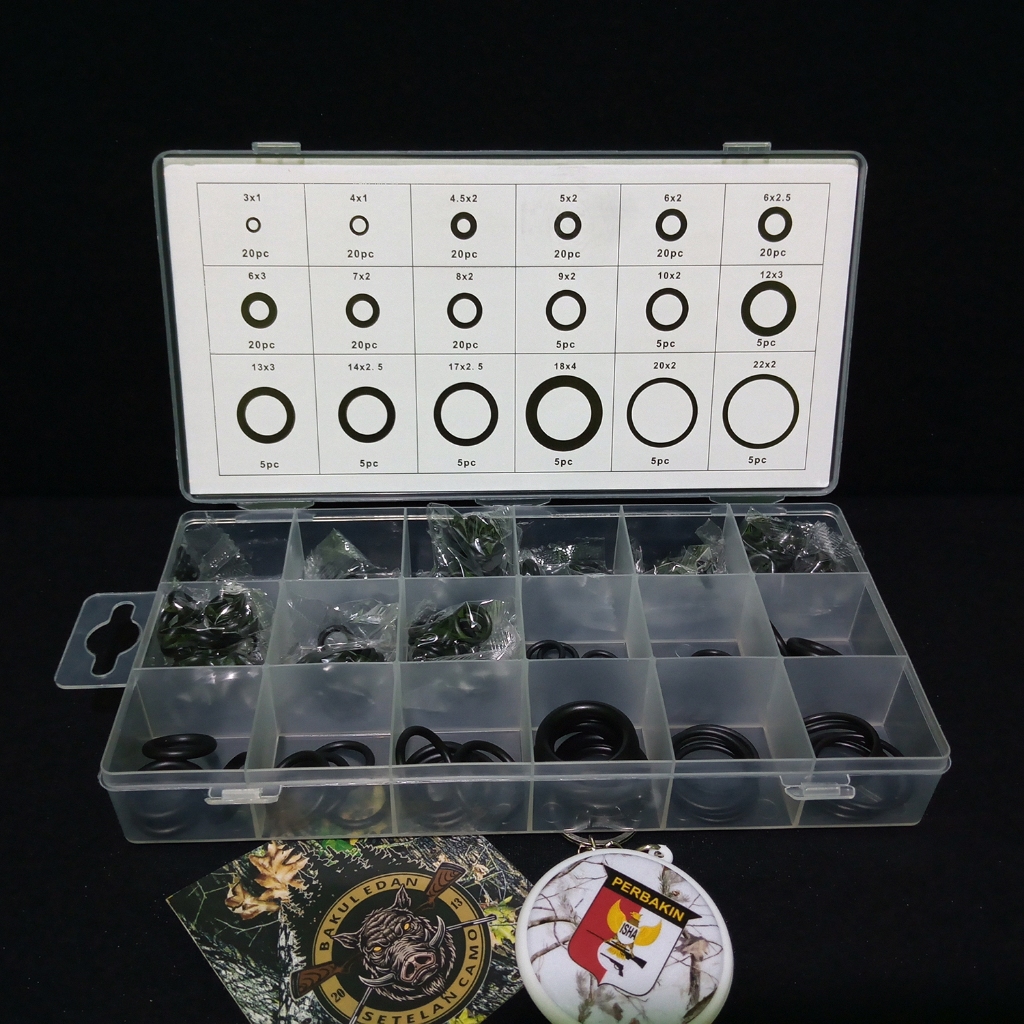 SIL O RING TABUNG OD22 OD25 WARNA HITAM ISI 225 PCS BAHAN NBR 70 (SC2661)