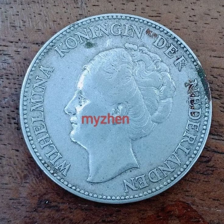 (B) koin perak wilhelmina 1G 1929 ori