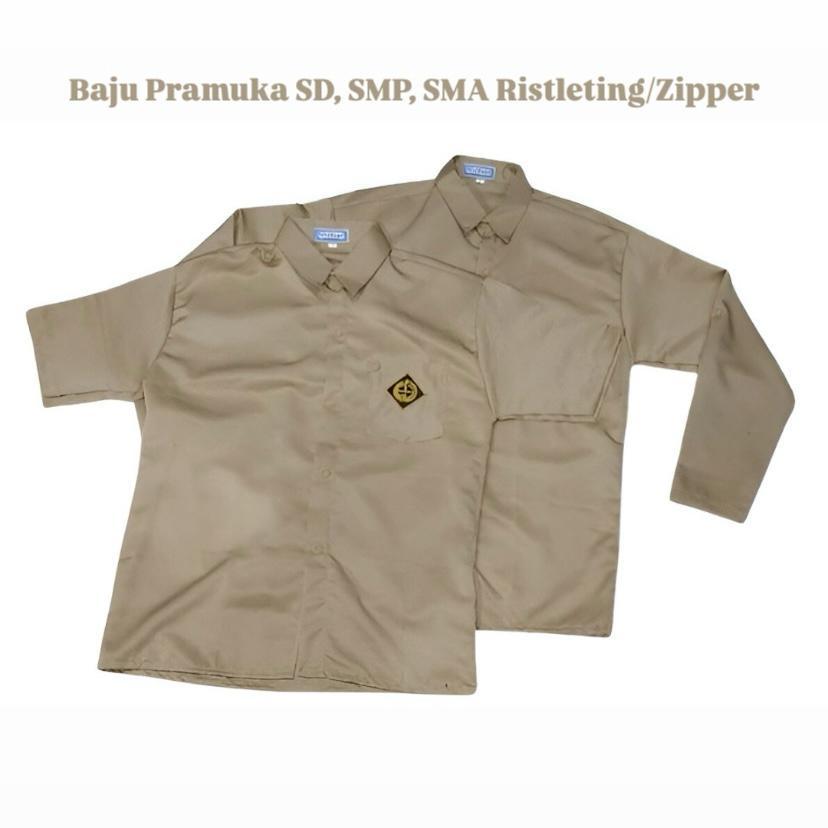Seragam Sekolah Pramuka SD/SMP/SMA Ristleting Model Dalam Bahan Premium Kain kotak-kotak lengan panj
