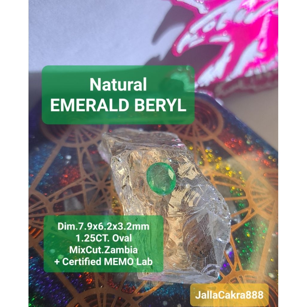 Zamrud Natural EMERALD Beryl + Certified  MEMO Lab WGL Batu Permata Batu Alam Jamrud Zambia CE Minor