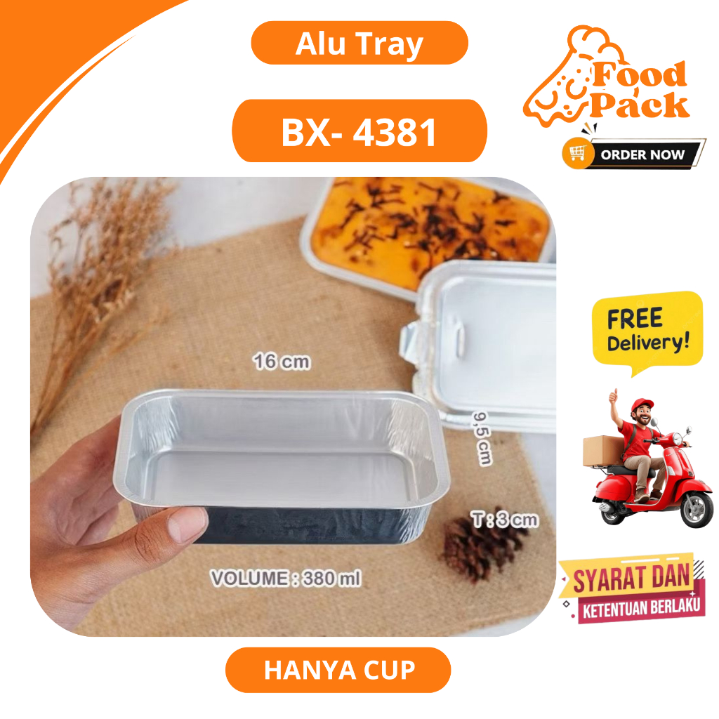 Alumunium Foil Tray BX 4381 Tutup Foil Food Grade Halal | Wadah Mentai Lasagna Macaroni Schotel Froz