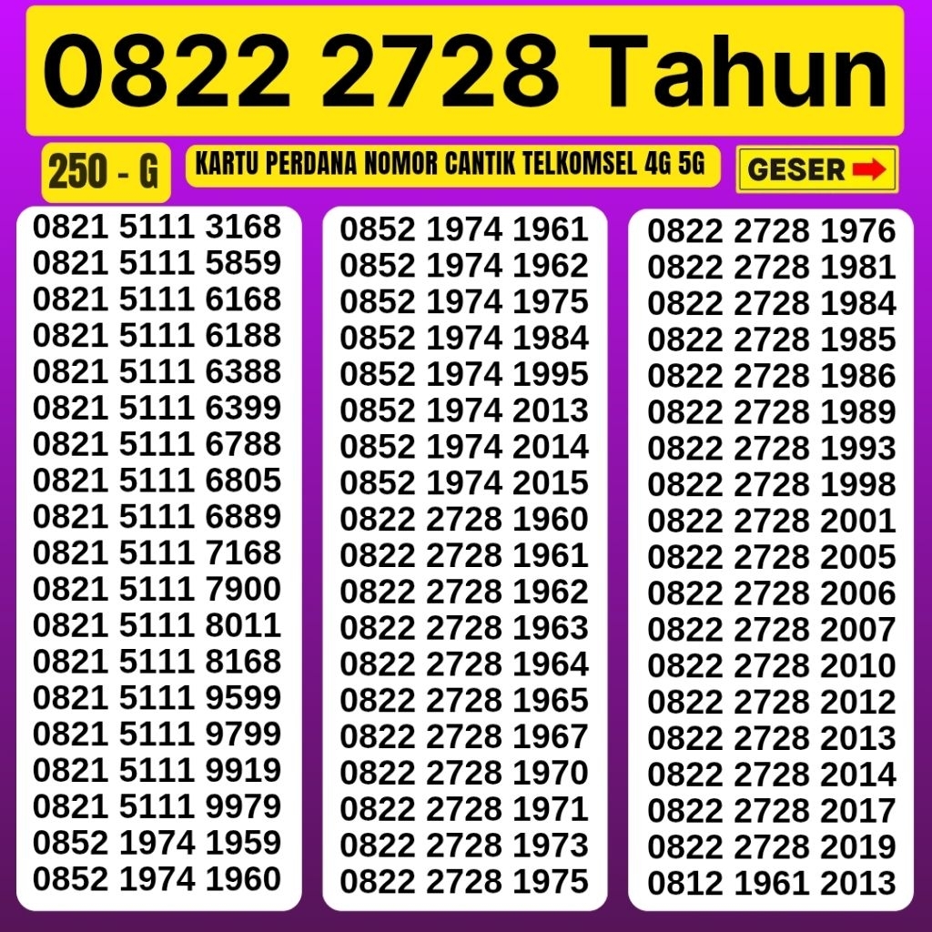Kartu Perdana Nomor Cantik Telkomsel Simpati 4G 5G Telkomsel Nocan Simpati Nomer Cantik Telkomsel No
