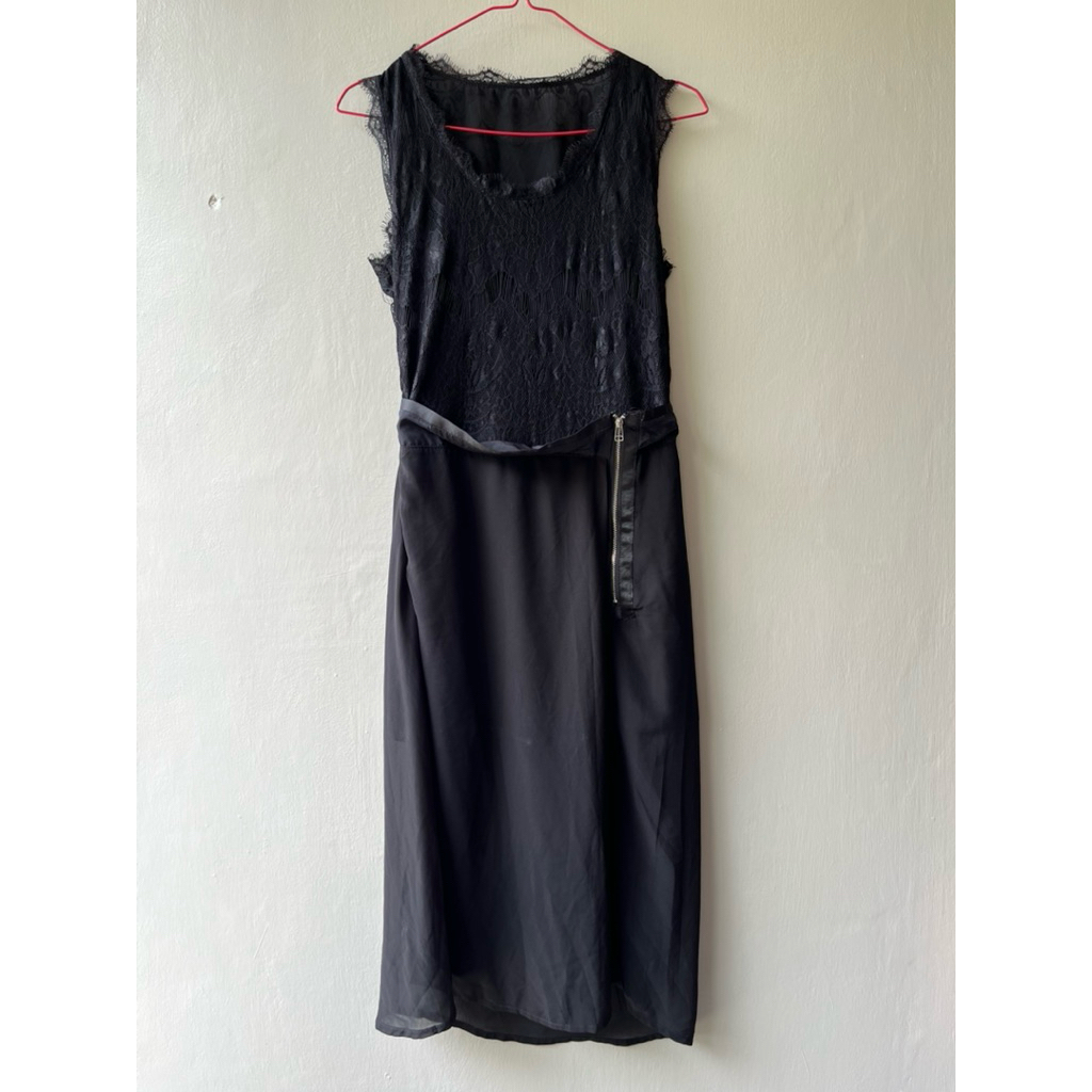 PRELOVED - Dress pesta sifon + brokat hitam