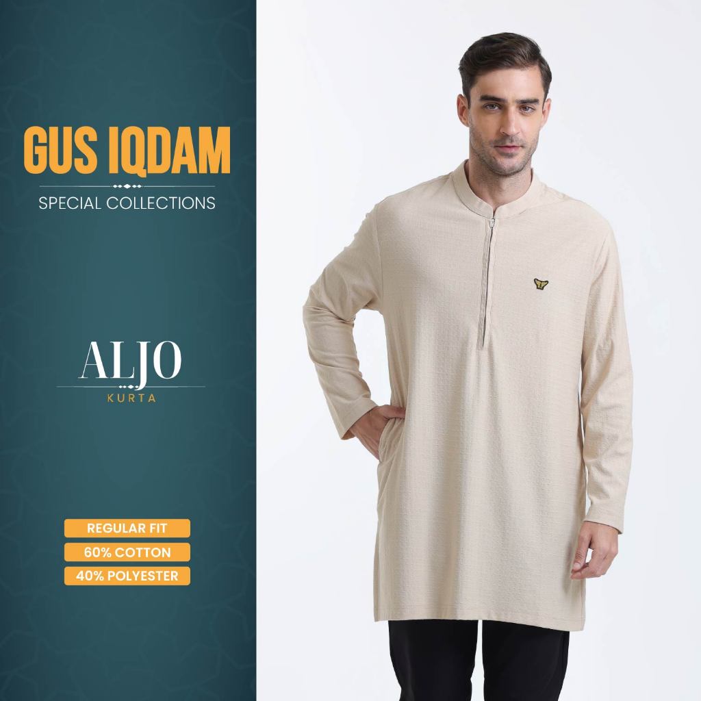 Emba Classic X Gus Iqdam - Aljo Koko Kurta  Pria Lengan Panjang Regular Premium Textured Knit