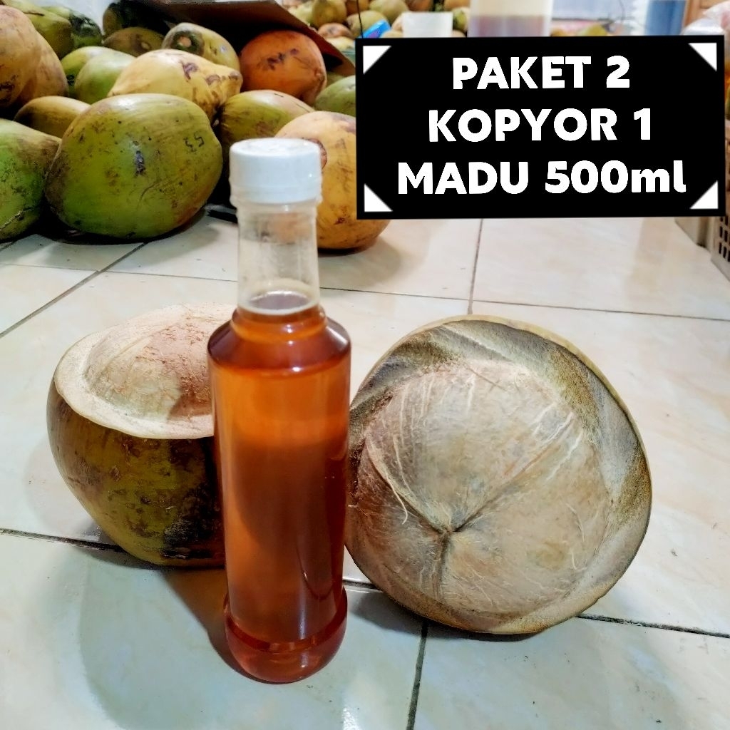 paket kopyor size 44-46cm dan Madu Murni Asli Multiflora 500ml - Murni, Segar, Tanpa Pengawet