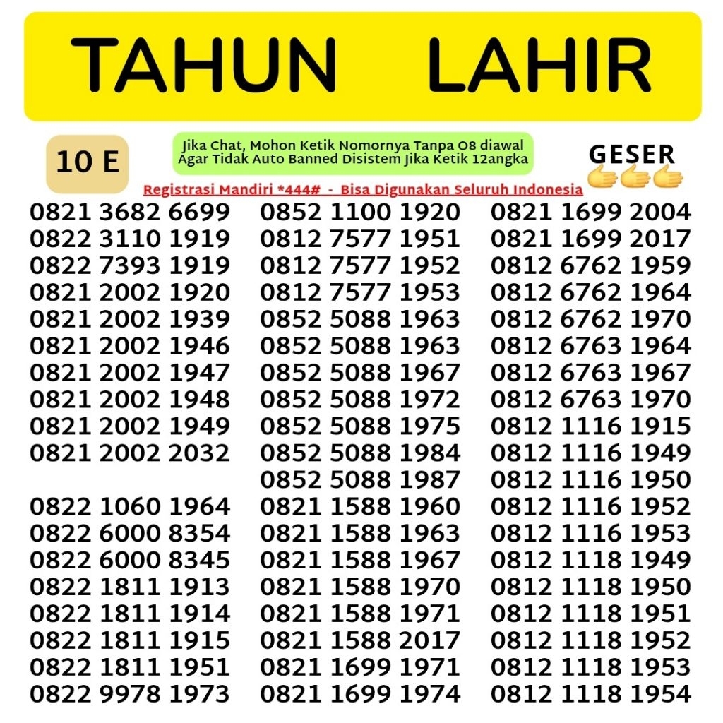 Nomor Cantik Simpati Telkomsel 4G 5G Kartu Perdana Telkomsel Simpati Nocan Simpati Nomer Cantik Telk