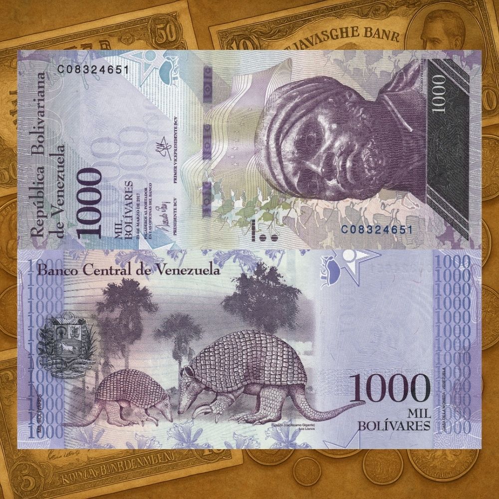 Koleksi Uang Kertas Asing Kuno Gepok Gepokan Lak Venezuela 1000 Bolivares