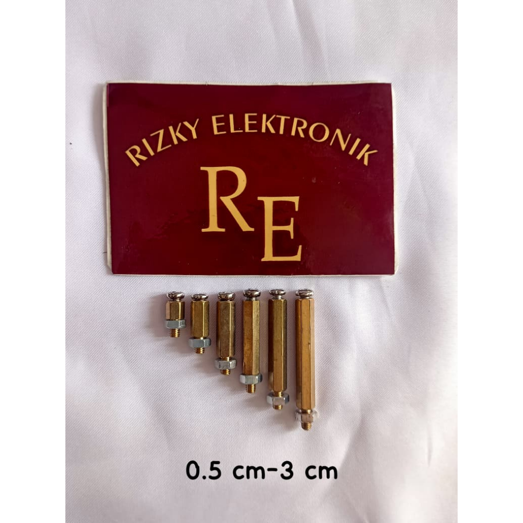 Spacer dudukan pcb kuningan 0.5cm-3cm mur baut
