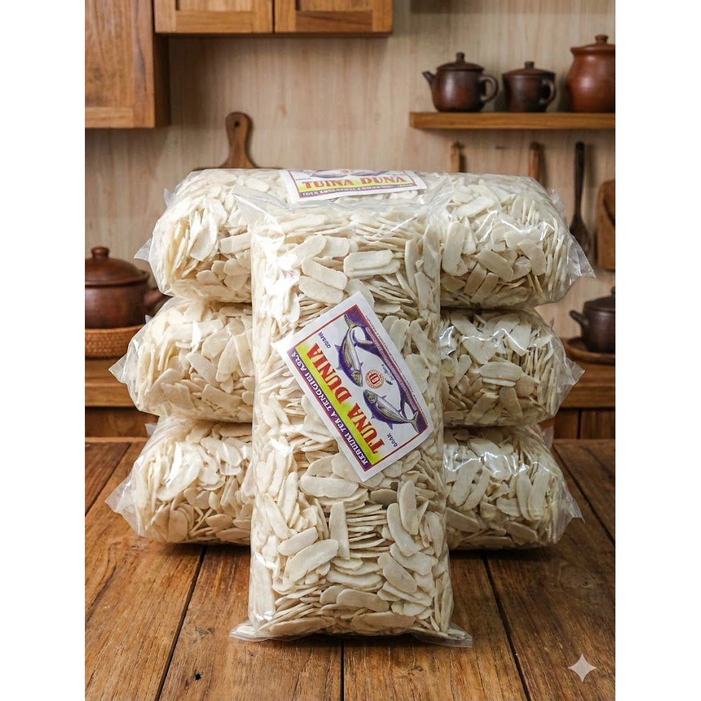 kerupuk ikan tengiri mentah kemasan 1kg/ kerupuk ikan/kerupuk