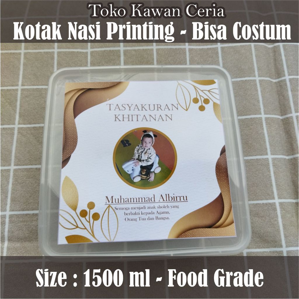 Kotak Nasi Printing Costum Thinwall 1500 ML Cetak Custom Lunch Box Bento Catering Syukuran Nasi Kuni