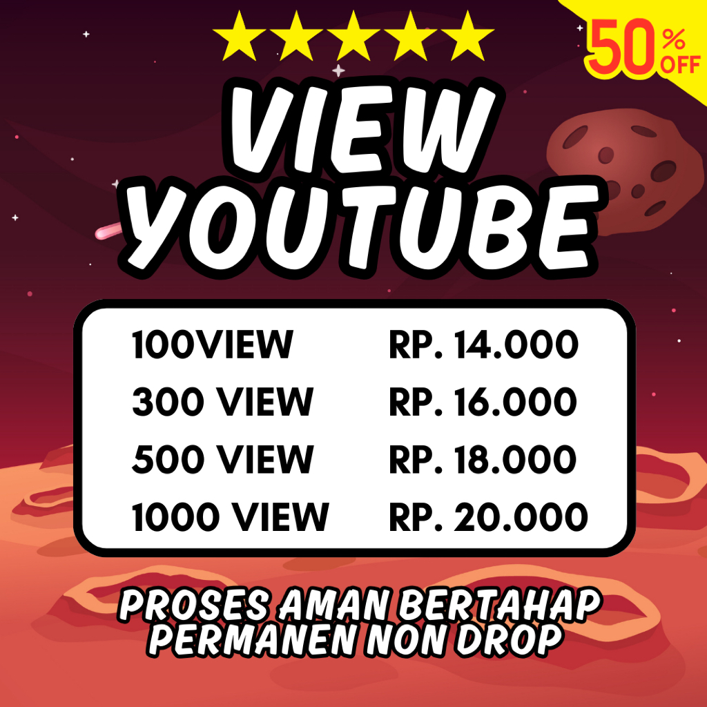 DISKON 1000 Penonton YT View YouTube Cepat Aman Organik | Paket Viewer YouTube 1000  Penonton Likes 