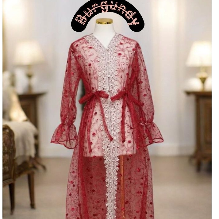 Brukat Cardigan + renda/ Oter_ untuk kondangan acara formal non formal