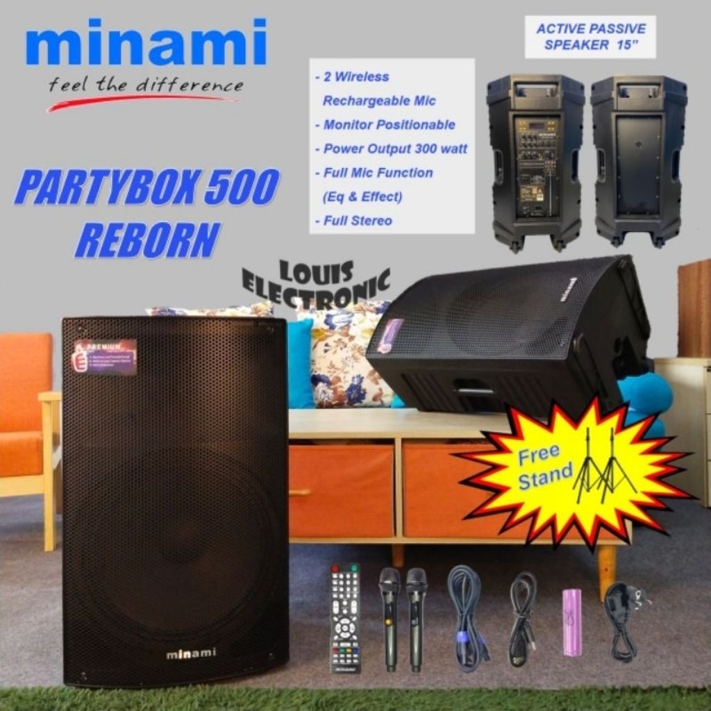 SPEAKER AUDIO SYSTEM WOOFER TWEETER MINAMI PARTYBOX 500 REBORN 15" 15in POWER TITANIUM BLUETOOTH YOU