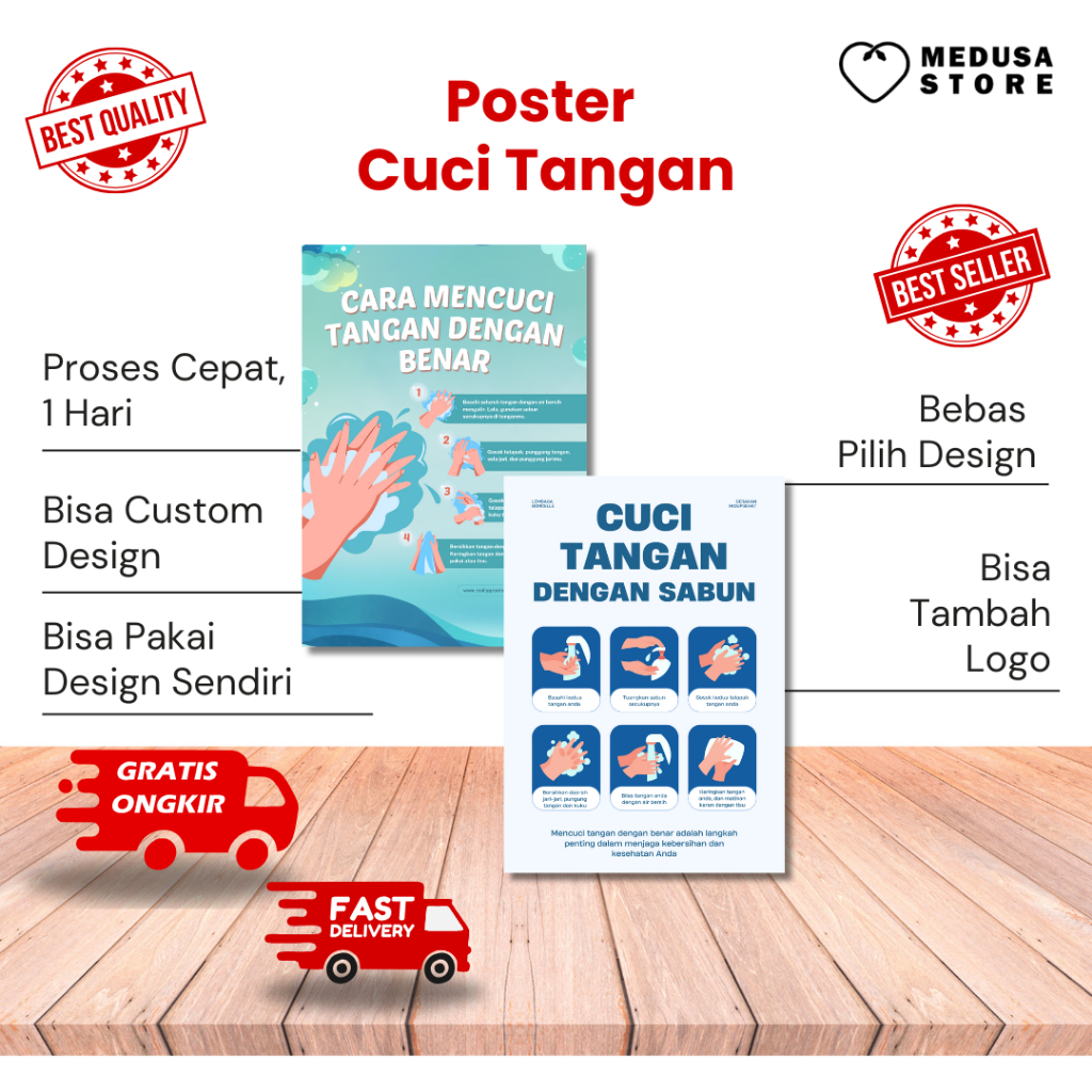 Poster Cara Mencuci Tangan 6 Langkah Anak SD Edukasi Kesehatan