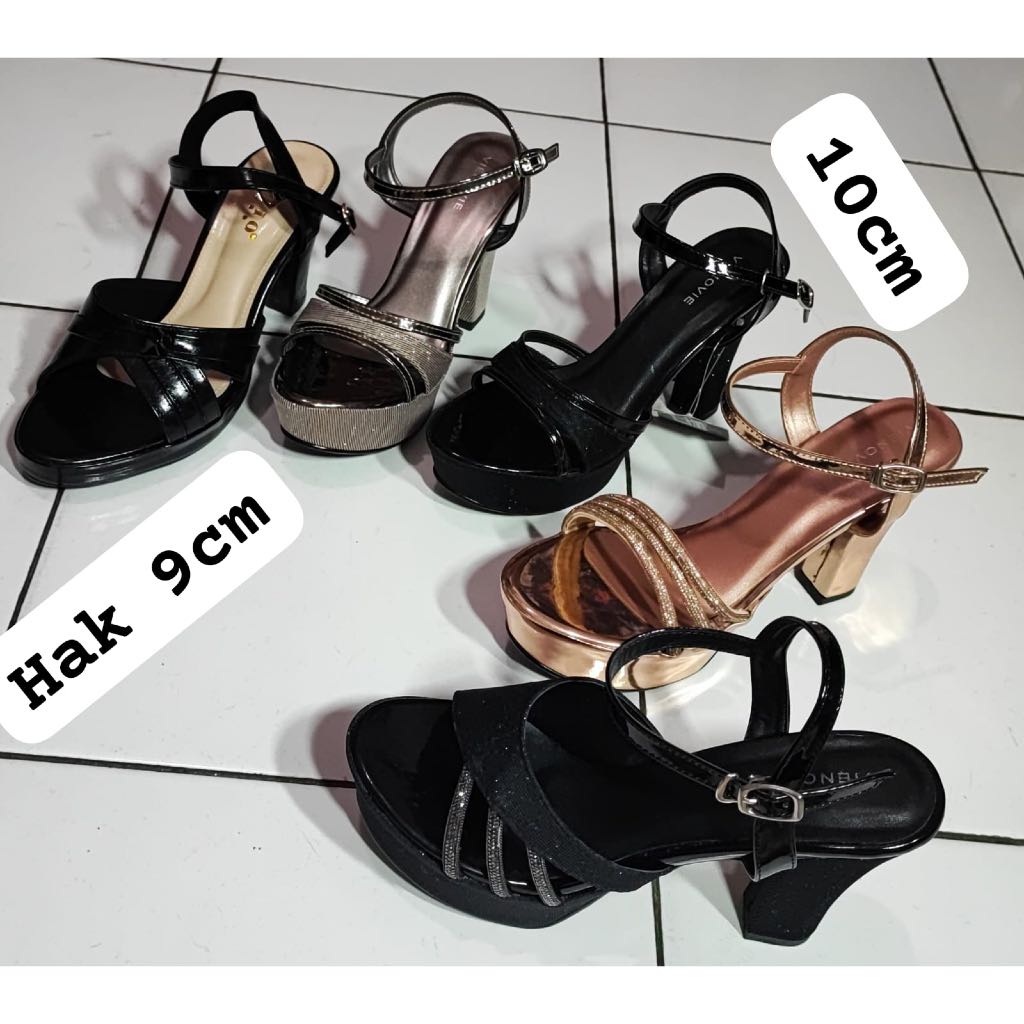 FOBIO IN 774, VIENOVIE  AG05,AG07,AG11 Sandal Heels Wanita Hak Tinggi 9cm 10cm Pesta Resmi Trendy Ny