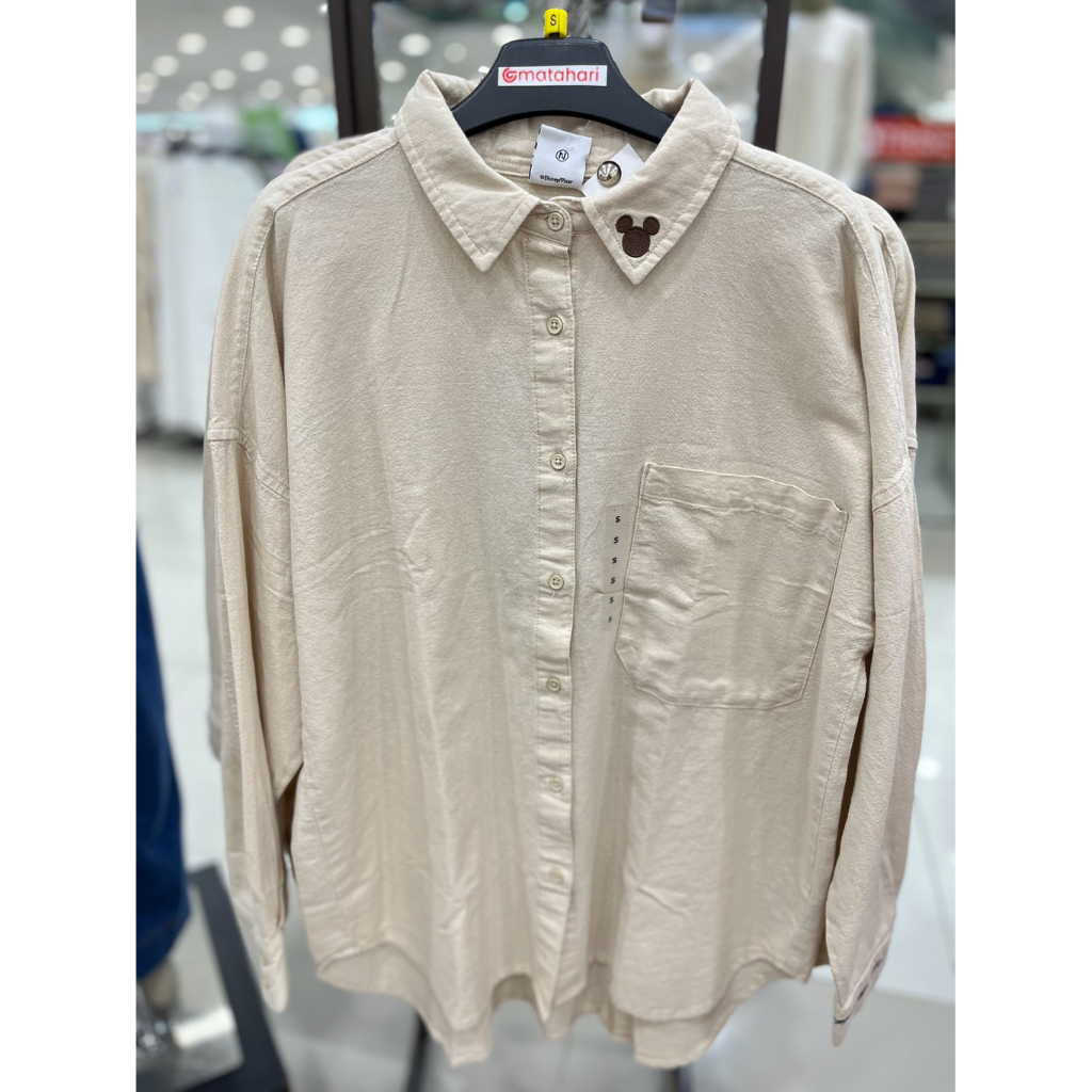 Kemeja Wanita Nevada x Disney Original | Detail Mickey Bordir | Lengan Panjang | Size S–XL
