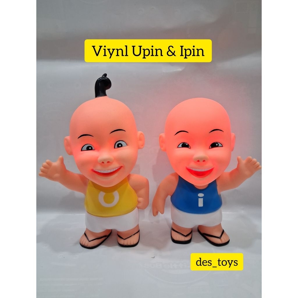 MAINAN ANAK MAINAN VINYL UPIN & IPIN KARET PENCET/UPIN & IPIN PENCET LUCU ADA LAMPU DAN SUARA TOET T