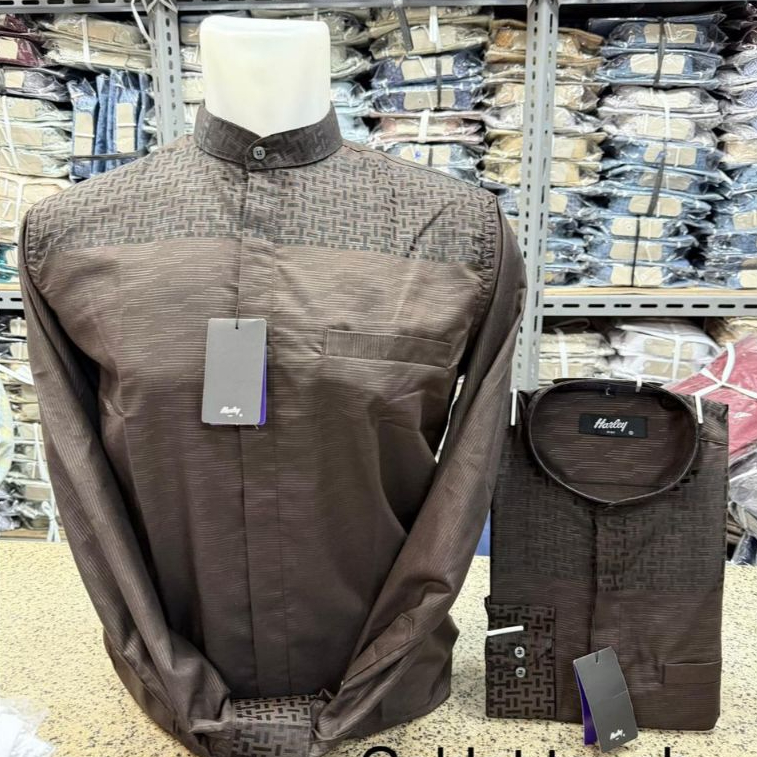 kemeja Koko kemko Harley original terbaru lengan panjang warna cokelat coklat tanah baju muslim terb