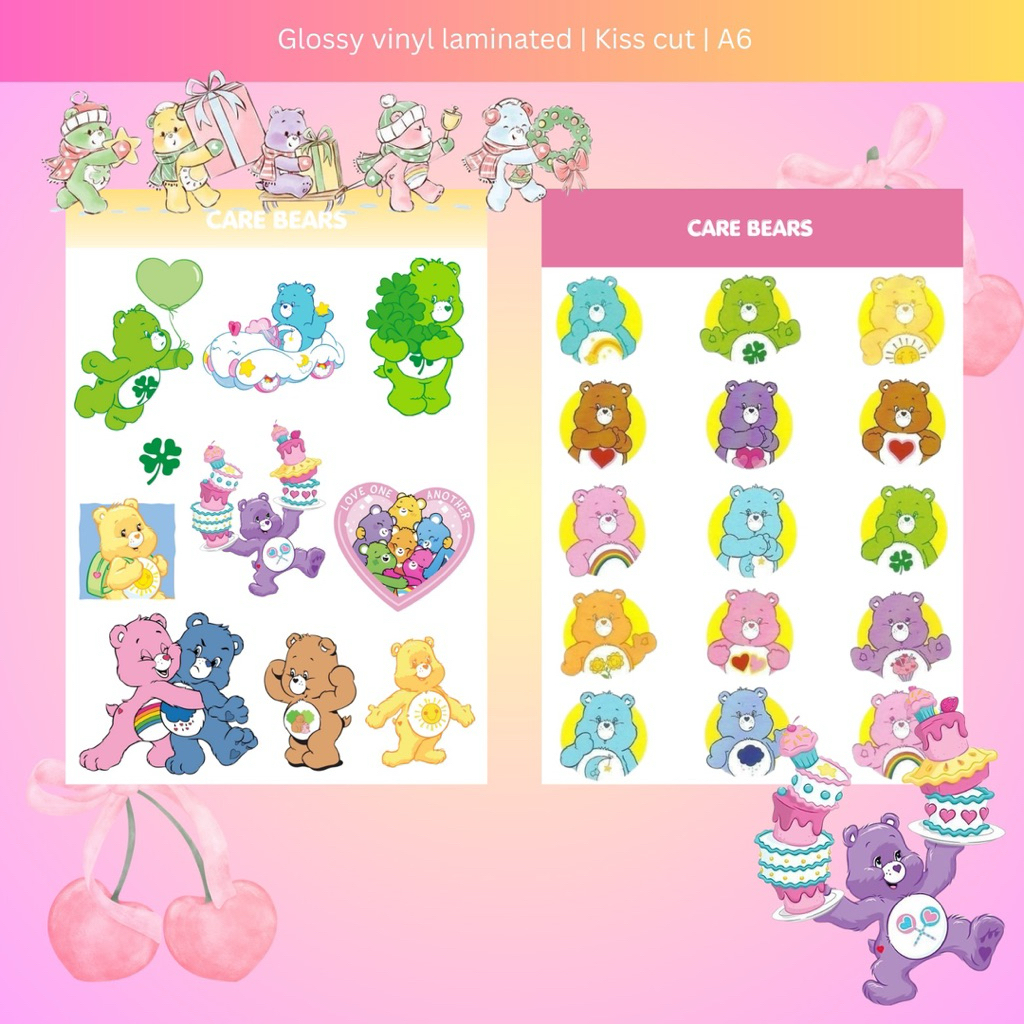 MURAH DECO STICKER CARE BEARS WATERPROOF WINYL KISS CUT