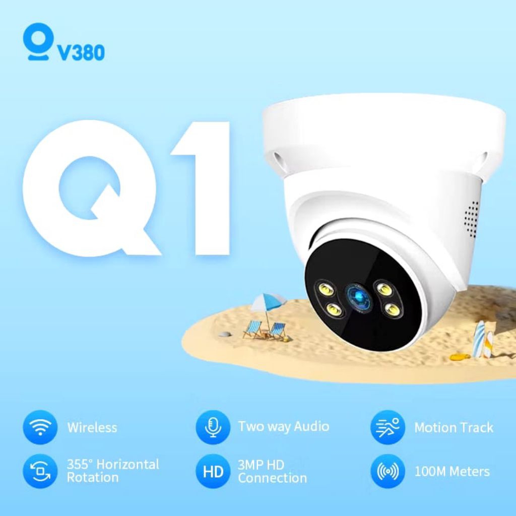Kamera CCTV V380 Q1 2MP 1080P 355° FOV 128GB TF