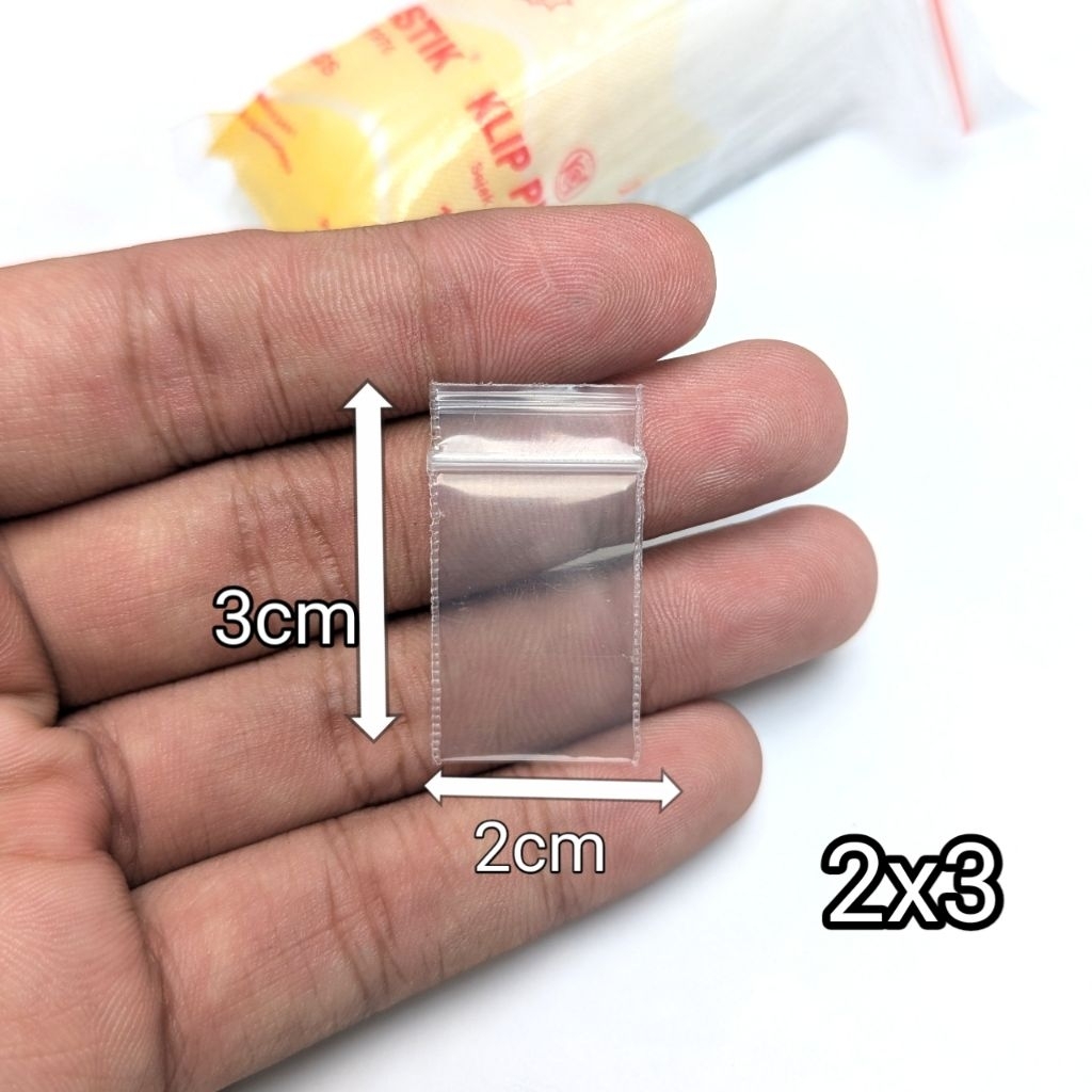 100pcs Plastik Klip Kecil 2x3 Tebal sekali - Plastik Klip Putih ukuran kecil